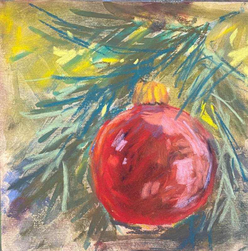 Red Christmas Ball by artist Julia Fletcher
